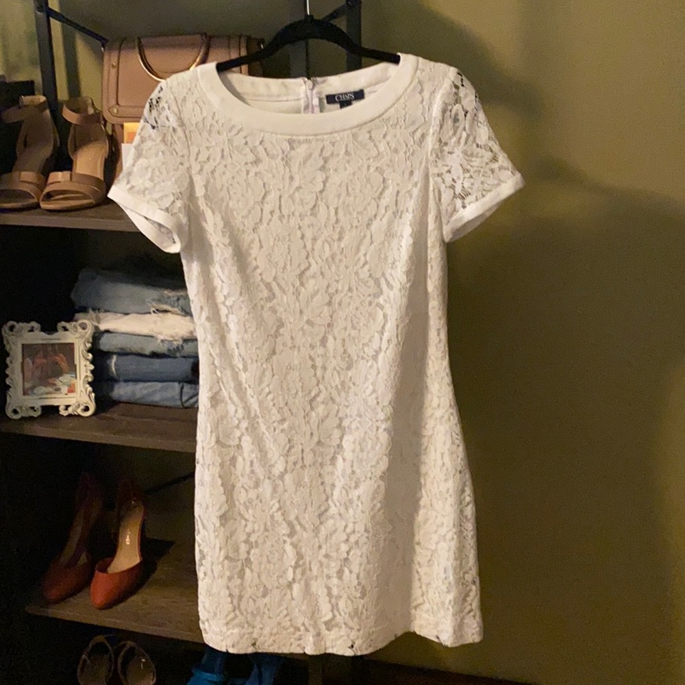White floral textured dress